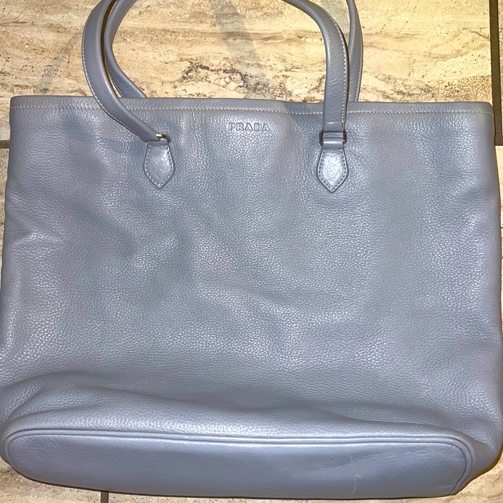 Pastel Blue Ashy Gray Prada Medium Tote/Purse